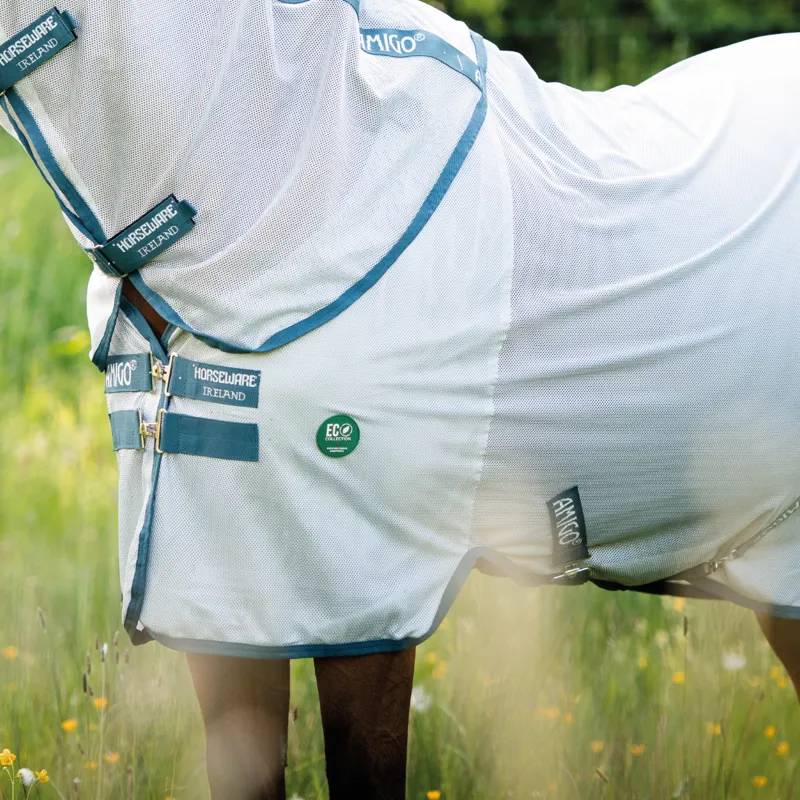 Horseware Amigo Bug Rug Fly Sheet - Silver/Teal-5